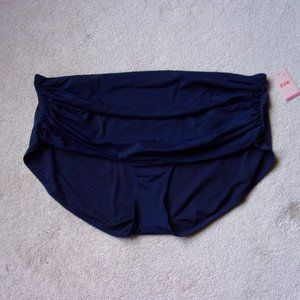 Women’s EVRI Shirred Front High Waist Swim Bottom Plus Size 4X (28W-30W) Navy